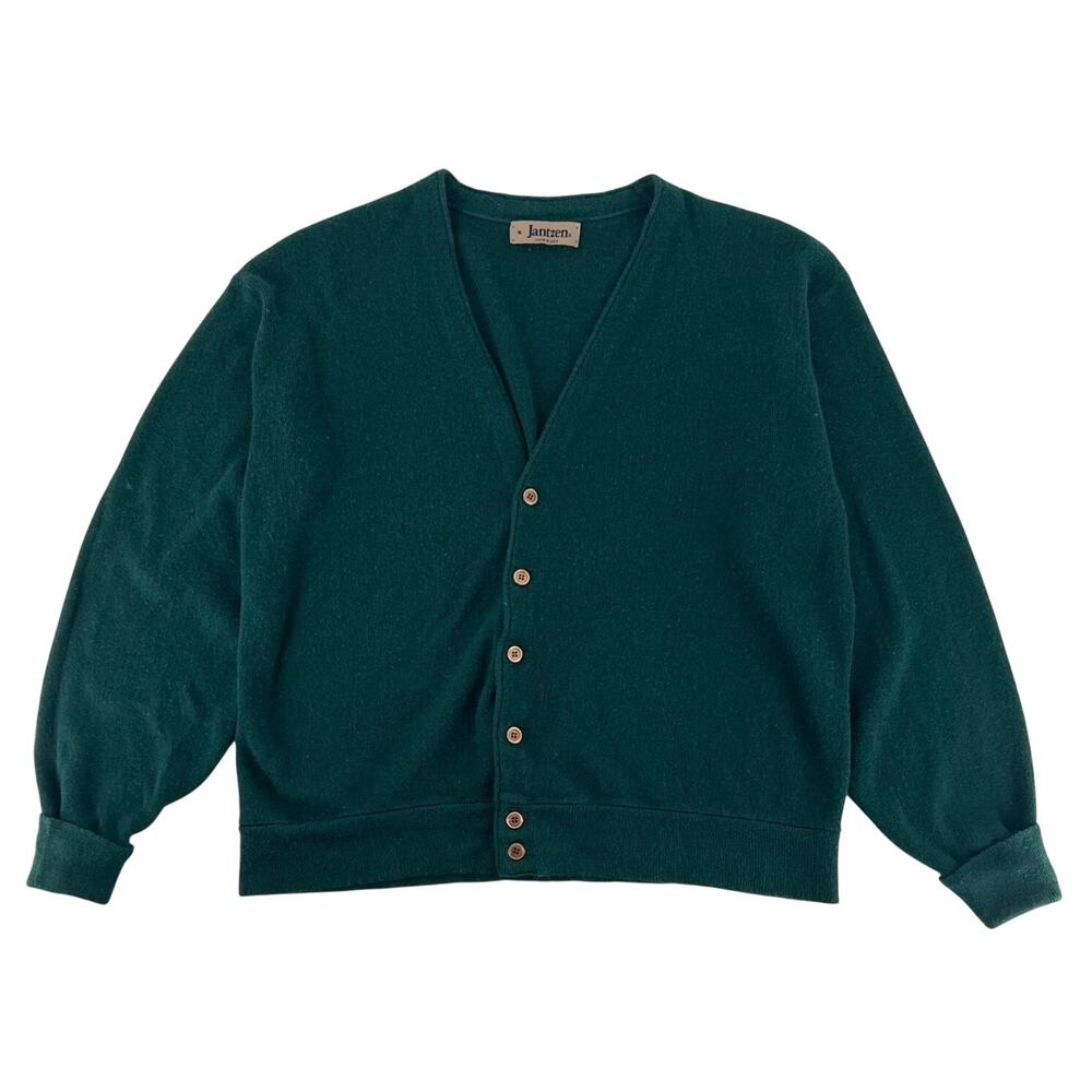90s Dark Green Cardigan Sweater Jantzen 1990s Vintage XL